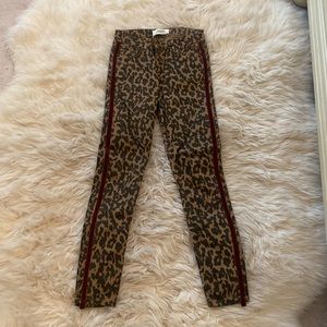 Zara leopard pants w velvet burgundy stripe